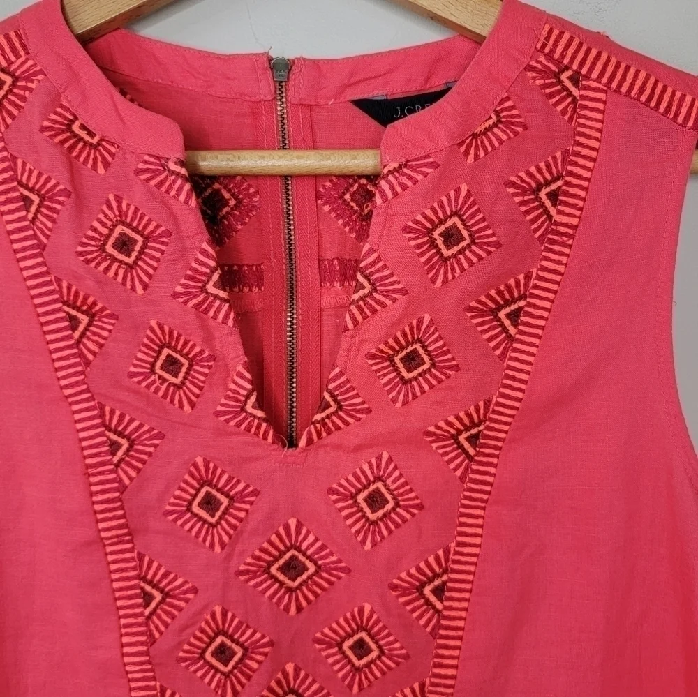 NWT J. Crew Linen Blend Embroidered Sheath Dress Size XS